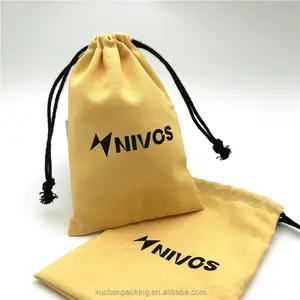 Bolsa de algodón personalizada con logotipo impreso, bolsa de embalaje de algodón para bloques de construcción, bolsa de cosméticos de algodón amarillo