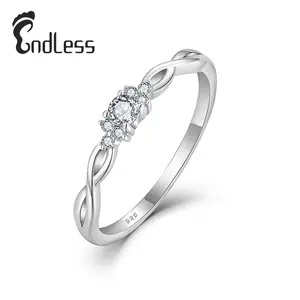 s925 silver 4A cubic zirconia rings valentine anniversary love intertwined rings