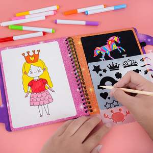 Sirène licorne <span class=keywords><strong>Prince</strong></span> Scratch Note <span class=keywords><strong>dessiner</strong></span> livre créatif bricolage Art pour maternelle papier écriture jouet avec poignée boîte emballée - Product Image 4