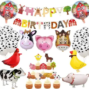 29 PCS Farm Animals Birthday Decoration Farm Animals Birthday Banner Farm Animals Party Supplies Cow Balloons for Birthday