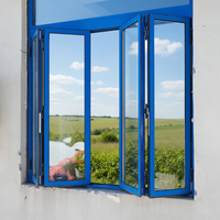 Ventana Plegable de Aleación de Aluminio, Horizontal, Doble Acristalamiento, Insonorizada, Resistente al Viento, Tamaño Personalizado, para Balcón, Terraza, Porche, Estilo Minimalista