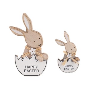 Adorno Decorativo de Conejo de Madera, Decoración para Fiesta de Pascua, Juego de Dos Piezas, Material de Pino, Uso en Interiores - Product Image 5