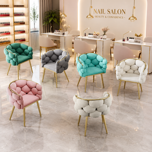 Luxury Velvet <b>Nail</b> Salon Chair with Gold Metal Legs for Beauty Salon Manicure Studio - Product Image 1