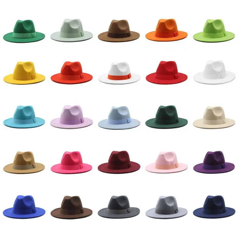 Chapeau à large bord pour homme et femme, bandeau, Jazz, classique, Beige, mariage, église, Bowler, nouvelle casquette, chapeau Fedora