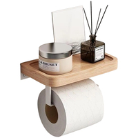 Tempat Tisu Toilet Modern dari Baja Anti Karat Berlapis Bubuk, Tempat Tisu Toilet Dinding dari Bambu untuk Kamar Mandi