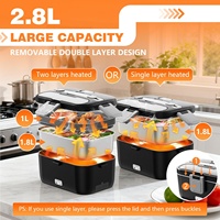 Boîte à lunch électrique double couche 100W 2,8L, chauffe-plat portable 3-en-1 pour voiture, camion, bureau, maison, adultes