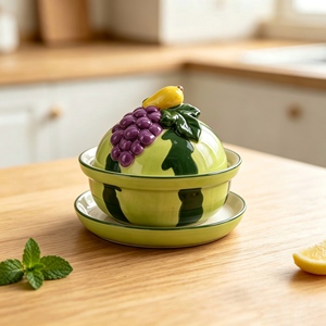 Tarro de Cerámica Morado con Forma de Berenjena y Tapa de Hoja Verde para Sal y Azúcar, Regalo Novedoso, Adorno de Mesa Estilo Nórdico - Product Image 3