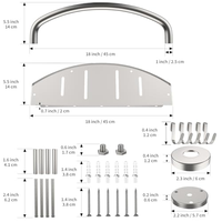Barre d'appui brossée 2-en-1 de 18 pouces avec étagère de rangement, montée au mur, pour douche, baignoire, soutien pour personnes âgées et handicapées