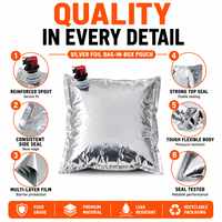 Pochettes BIB personnalisées haute barrière pour emballage liquide (jus, vin, eau, sirop, sauce) avec bec verseur de qualité alimentaire