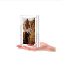 Bingkai Foto Akrilik Ganda 2 Sisi Transparan Magnetik Ukuran 4x6 Inch untuk Meja (Grosir)