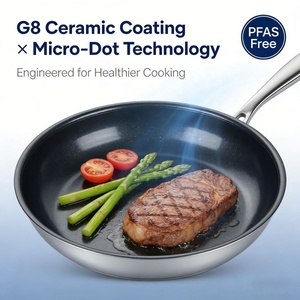 Sartén de Acero Inoxidable con <span class=keywords><strong>Micro</strong></span> Puntos de Cerámica G8, Fabricante de Acero Inoxidable, Suministro de Fábrica OEM - Product Image 1