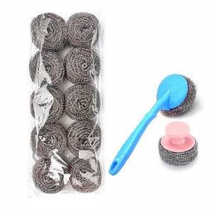 Bola de esponja de limpieza 11g 16G Esponja de mango largo Esponja de cocina de acero Estropajo de acero inoxidable Estropajo de metal Estropajo - Product Image 5