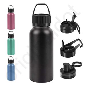 Bouteilles d'eau en acier inoxydable – Avec couvercle à paille et bec verseur anti-fuite – Bouteilles d'eau métalliques de 32 oz - Product Image 3