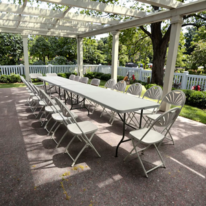 धातु फर्नीचर 6ft पोर्टेबल पिकनिक प्लास्टिक सफेद आउटडोर तह मेज और कुर्सी सेट - Product Image 2