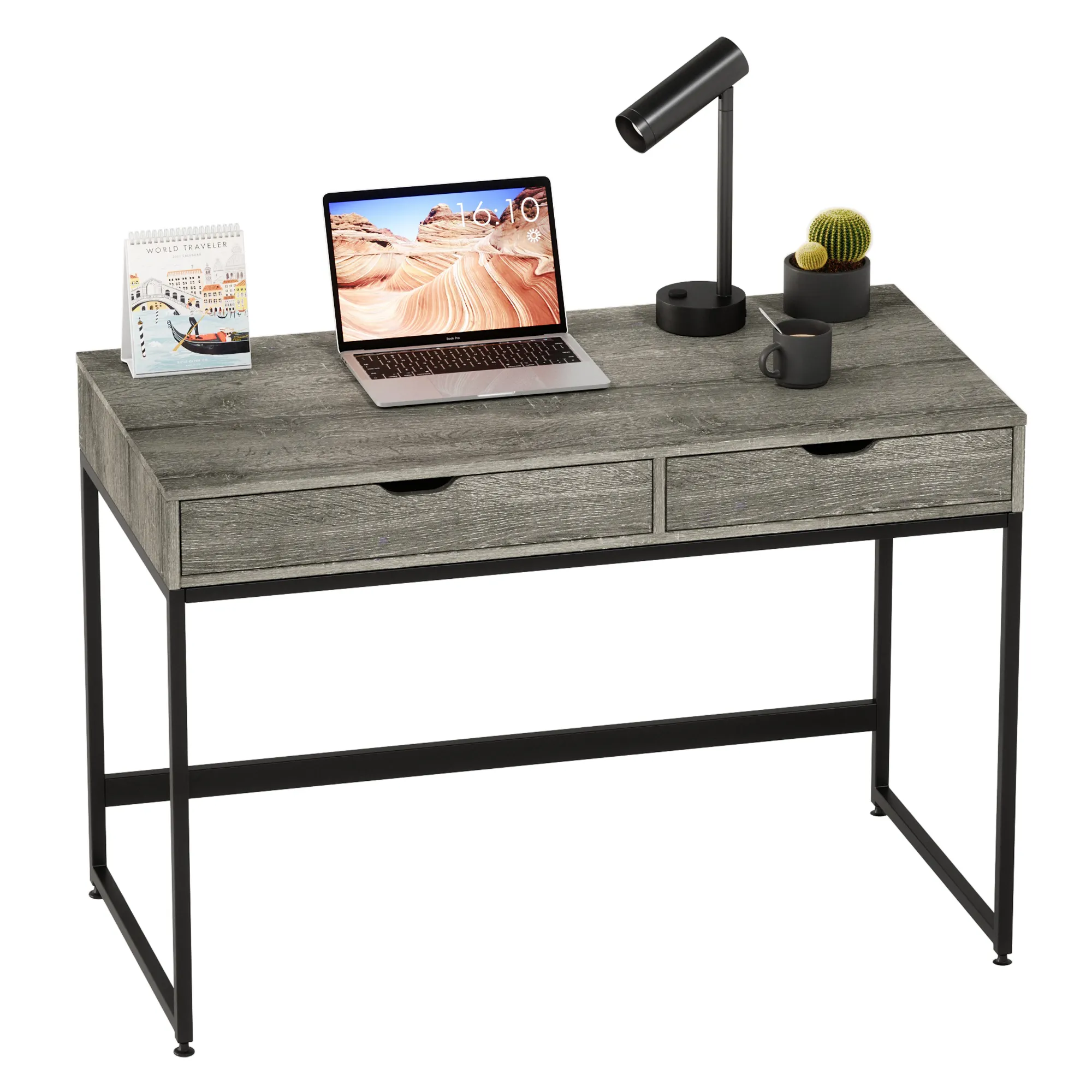 BESTIER OEM Customize Wholesale Price Space Saving White Steel Frame MDF Wood Home Office Desk Table With Drawer For Work Study