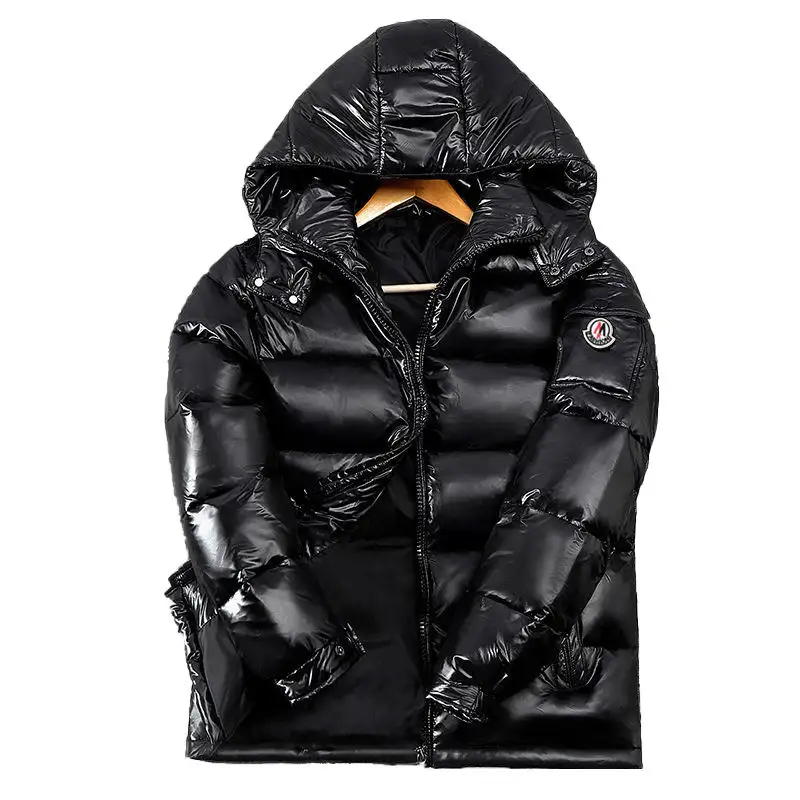 Thickness Down Jacket White Men's Duck Down Thermal Jacket Bright Face Hooded Down Coat