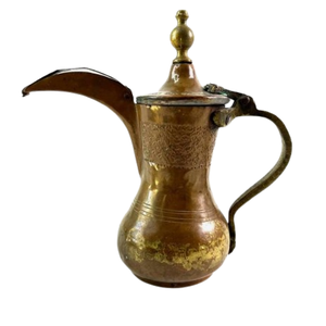 Handmade Engraved Design <b>Arabic</b> Dallah Best Selling Gold Polished Tabletop Kitchenware <b>Tea</b> and Coffee Pot From India - Product Image 6