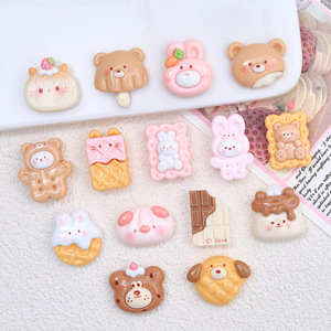 Accessoires en résine pour DIY : Boucle de chaussure, accessoires pour cheveux, épingle à cheveux, motif Lapin Jouet en <span class=keywords><strong>Biscuit</strong></span> Dessin Animé, avec crème adhésive et accessoires de colle - Product Image 1