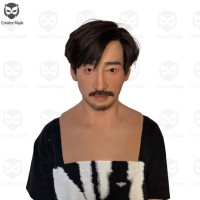 Masque en silicone hyper réaliste de qualité supérieure, masque facial humain personnalisé pour la diffusion vidéo en direct, accessoires hyper réalistes pour homme asiatique