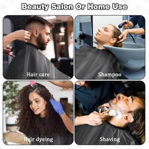 Capa de peluquería salón logotipo personalizado vestido impermeable fábrica personalizada diseñador corte de pelo capa de peluquero con cuello de silicona - Product Image 5