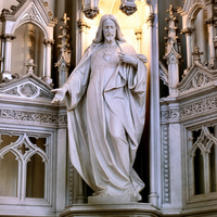 Statue du Sacré-Cœur de Jésus en marbre blanc naturel sculpté à la main BLVE, sculpture religieuse pour la décoration d'église
