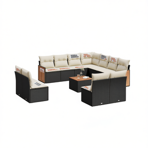 Conjunto de Sofás de Jardín de Ratán Negro para 6 Personas, Muebles de Exterior Resistentes a la Intemperie, Diseño Contemporáneo - Product Image 1