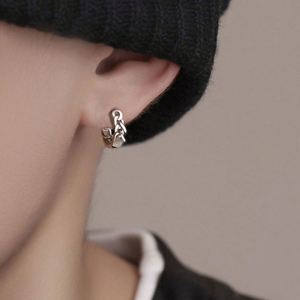 Boucles d'oreilles créoles en argent sterling 925, style mignon, petites, creuses, géométriques, cercle, rhodiées, cadeau pour femme, pierre naturelle, piercing de mariage - Product Image 4
