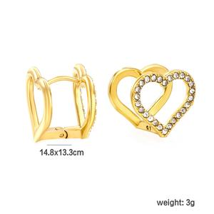 Pendientes de Aro de Acero Inoxidable con Baño de Oro de 18K, Diseño Clásico de Moda, con Perlas y Circonitas en Forma de Flor y Corazón, para Mujer, Venta al por Mayor - Product Image 3