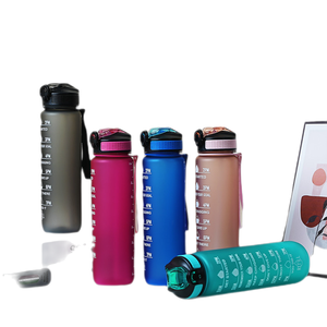 Sport Plastic Water Bottle 2022 Portable Leakproof Reusable Minimalist Sport Plastic Gym 1 Liter Motivational 32oz Wide Mouth Tritan Aesthetic Water Bottle