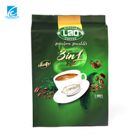 Sachet d'emballage de café instantané imprimé sur mesure, impression UV, sachet quad-scellé en aluminium, emballage de café laminé thermoscellable
