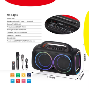 <span class=keywords><strong>NDR</strong></span> <span class=keywords><strong>2</strong></span>*6,5 pulgadas al aire libre inalámbrico Karaoke DJ mochila TWS altavoz RGB LED iluminación portátil fiesta batería correa de hombro - Product Image 5