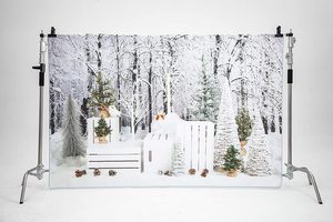 Forêt de neige d'hiver Cabane en bois Scénique <span class=keywords><strong>Fond</strong></span> d'écran personnalisé Décoration de fête du Nouvel An Photomaton <span class=keywords><strong>Fond</strong></span> d'écran de <span class=keywords><strong>studio</strong></span> - Product Image 4
