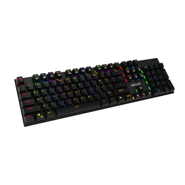 AIKUN GX9110 Wired Ultra Thin Full Size Gaming Keyboard,Rainbow Backlight,Mechanical Switches,Multimedia Keys,Type-C Port