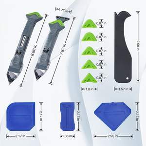 Kit d'outils de calfeutrage en silicone de qualité industrielle 4 pièces, grattoir d'angle pour colle à verre et dissolvant de mastic avec outil de déjointoiement, garantie 1 an - Product Image 4