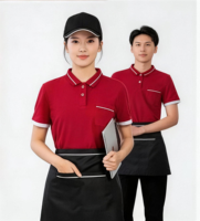 T-shirt personnalisé Touchhealthy en polyester écologique imprimé par transfert thermique pour café-bar, unisexe, avec logo de restaurant, uniforme de polo