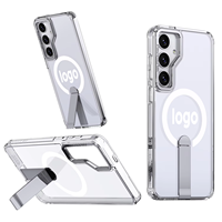 Coque de téléphone antichoc avec anneau magnétique et support dissimulé 2-en-1 en TPU souple et PC pour Samsung S25 S23 S24 Ultra