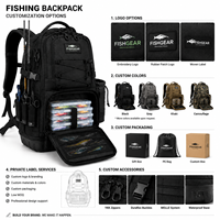 Sac de pêche BONITA personnalisé avec logo, en nylon imperméable, fermeture éclair, 8 à 11 compartiments, grande capacité, équipement de plein air, OEM
