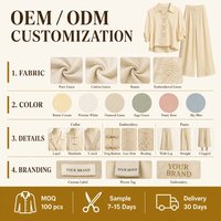 Ensembles assortis personnalisés pour femmes, style vintage, en pur lin, haut à manches courtes avec boutons chinois et bordure en dentelle, et pantalon palazzo
