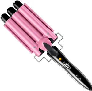 Bestope LCD Digital Display Hair Curling Iron Machine Pro Curls Air Hair Curler Automatic 3 Barrel Curling Iron Wand