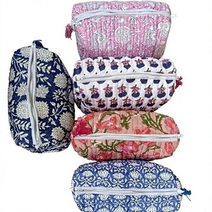 <b>large</b> cotton quilted cosmetic pouch, Handmade Toiletries Bag Women Floral Makeup Bag, Travel Bag - Christmas or Birthday Present - Product Image 1