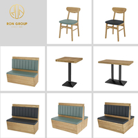 Ron Group Ensemble de mobilier commercial en bois pour restaurants, cafés et stands de restauration rapide, comprenant table, chaise et banquette carrée