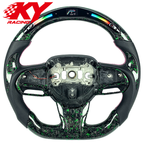 Volante deportivo personalizado de fibra de carbono forjada verde con cuero y LED RPM para Chrysler 300C 300 200S Dodge Challenger Charger - Product Image 1