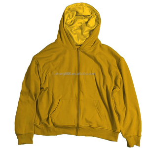 Blank <strong>Purple</strong> Zip up 100% Cotton <strong>Mens</strong> Baggy Custom <strong>Hoodies</strong> with Silk Hood Lined - Product Image 5