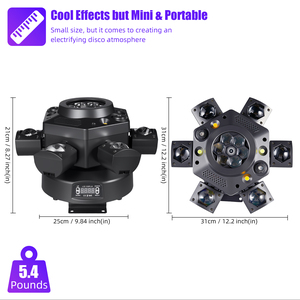 공장 직접 120W LED 미니 움직이는 헤드 조명 여섯 무장 RGBW 스트로브 효과 UV 발광 DMX512 파티 조명 호환