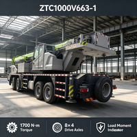 Grue mobile d'occasion de 100 tonnes, flèche à 6 sections de 60,5 m, transmission 8x4, contrepoids de 23,5 t pour la maintenance des tours de refroidissement