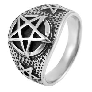 yunnique Men's Silver Five-Pointed Star <b>Titanium</b> Steel <b>Ring</b> Geometric Design Gift Jewelry - Product Image 5