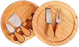 Tabla de queso con cuchillo, juego de regalo de Picnic, 5 piezas, tabla de cortar incluye 4 Uds. Con mango de madera - Product Image 2