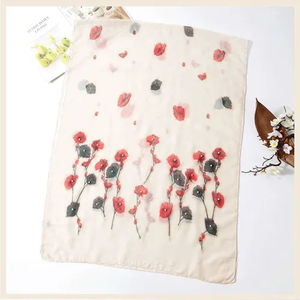 Bufanda de Fibra de Poliéster con Diseño Floral para Mujer, Estilo Chino, Pintada a Mano, Transpirable, Ideal para Viajes, Primavera/Otoño - Product Image 2