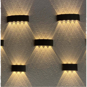 Moderno esterno impermeabile lampada da parete a LED quadrato/a forma di cilindro PC in alluminio fusione verso l'alto/verso il basso della parete di luce IP44 energia solare - Product Image 5