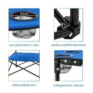 Mesa de camping de 72x72x60 cm con 4 portavasos y bolsa de transporte, mesa plegable para exteriores de tela Oxford impermeable - Product Image 3